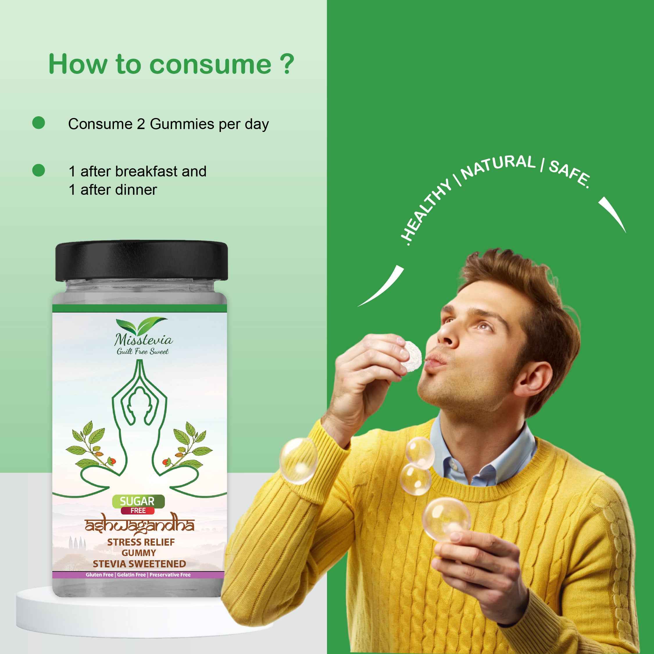 Nagori Ashwagandha 500mg Sugar Free Gummies - Misstevia