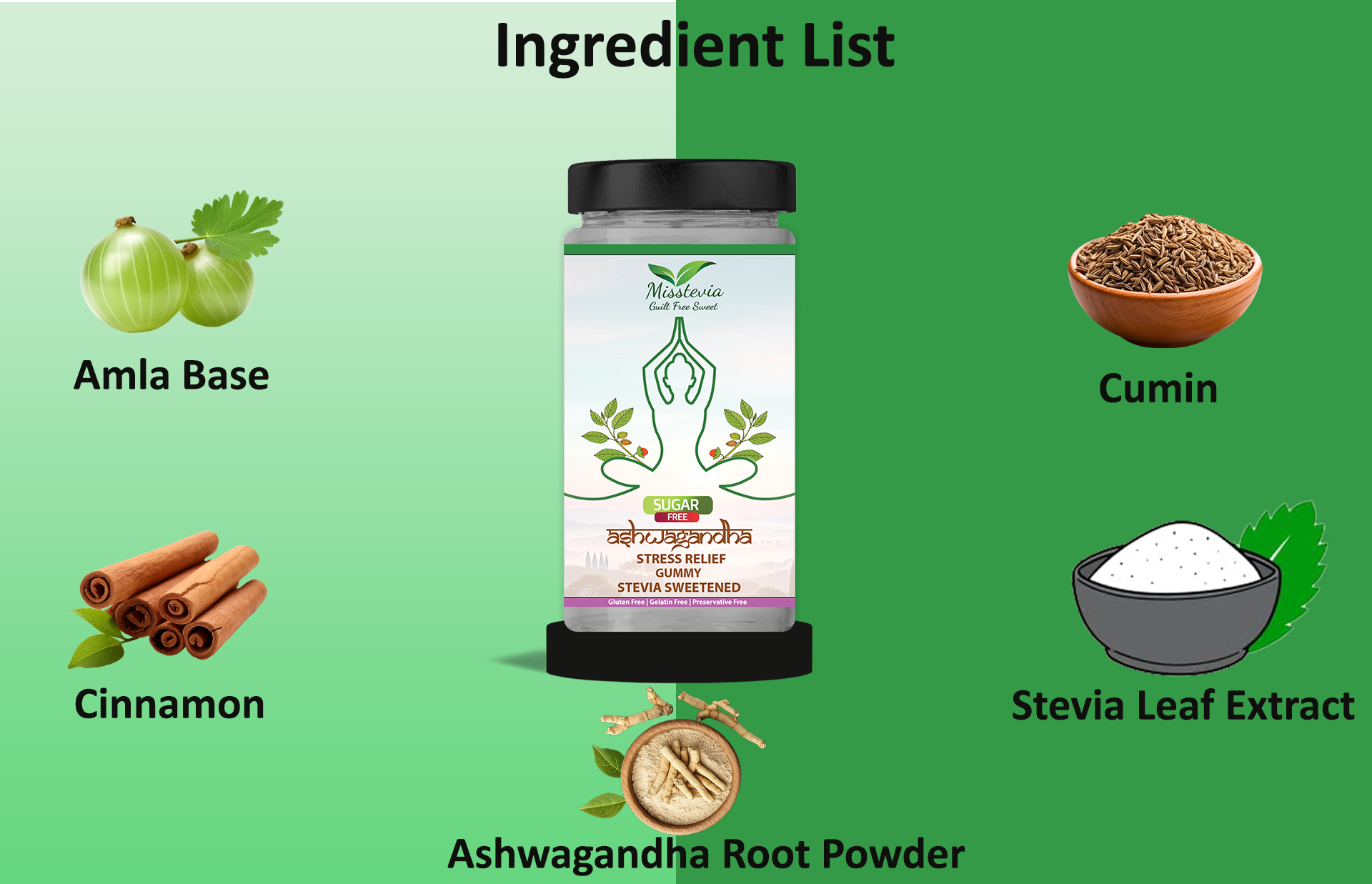 Nagori Ashwagandha 500mg Sugar Free Gummies - Misstevia