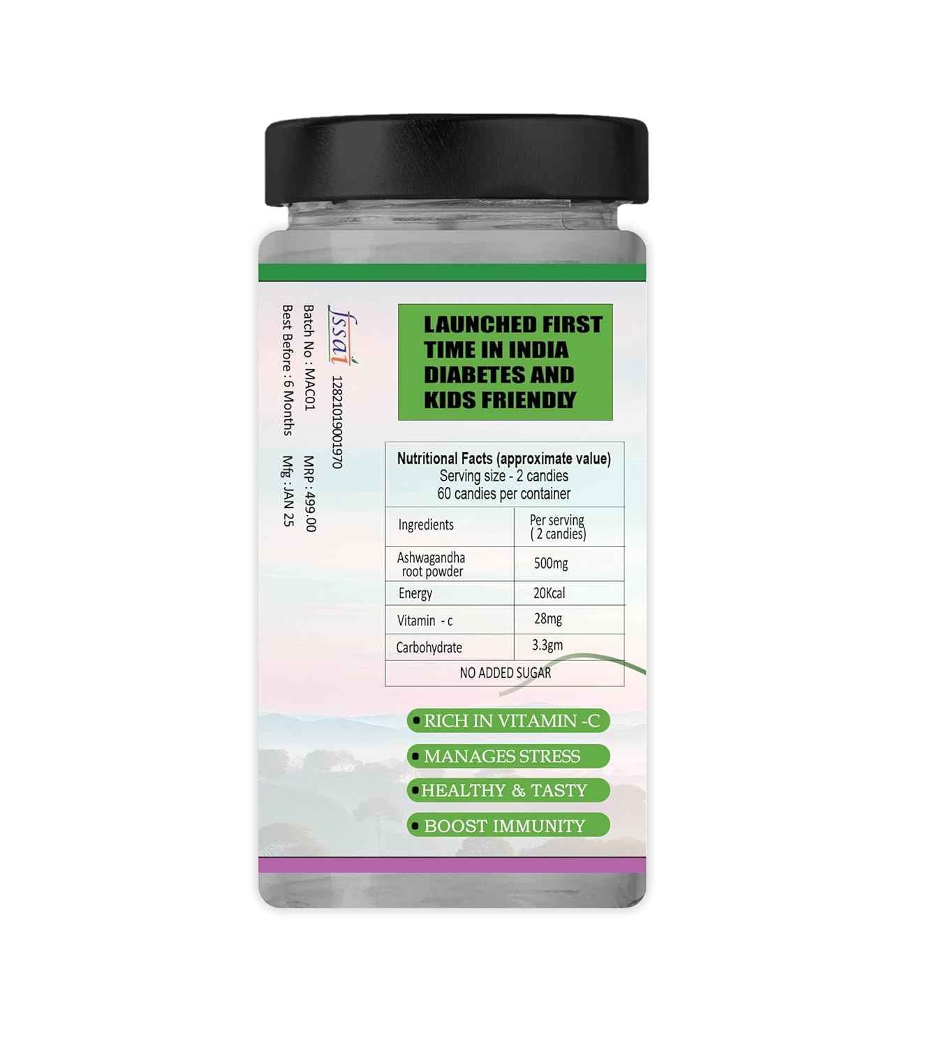 Nagori Ashwagandha 500mg Sugar Free Gummies - Misstevia