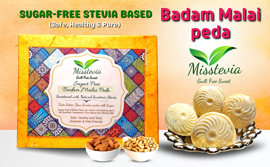 Sugar-Free Stevia based Badam Malai Peda 500g + 50g Mouth-Freshener FREE - Misstevia
