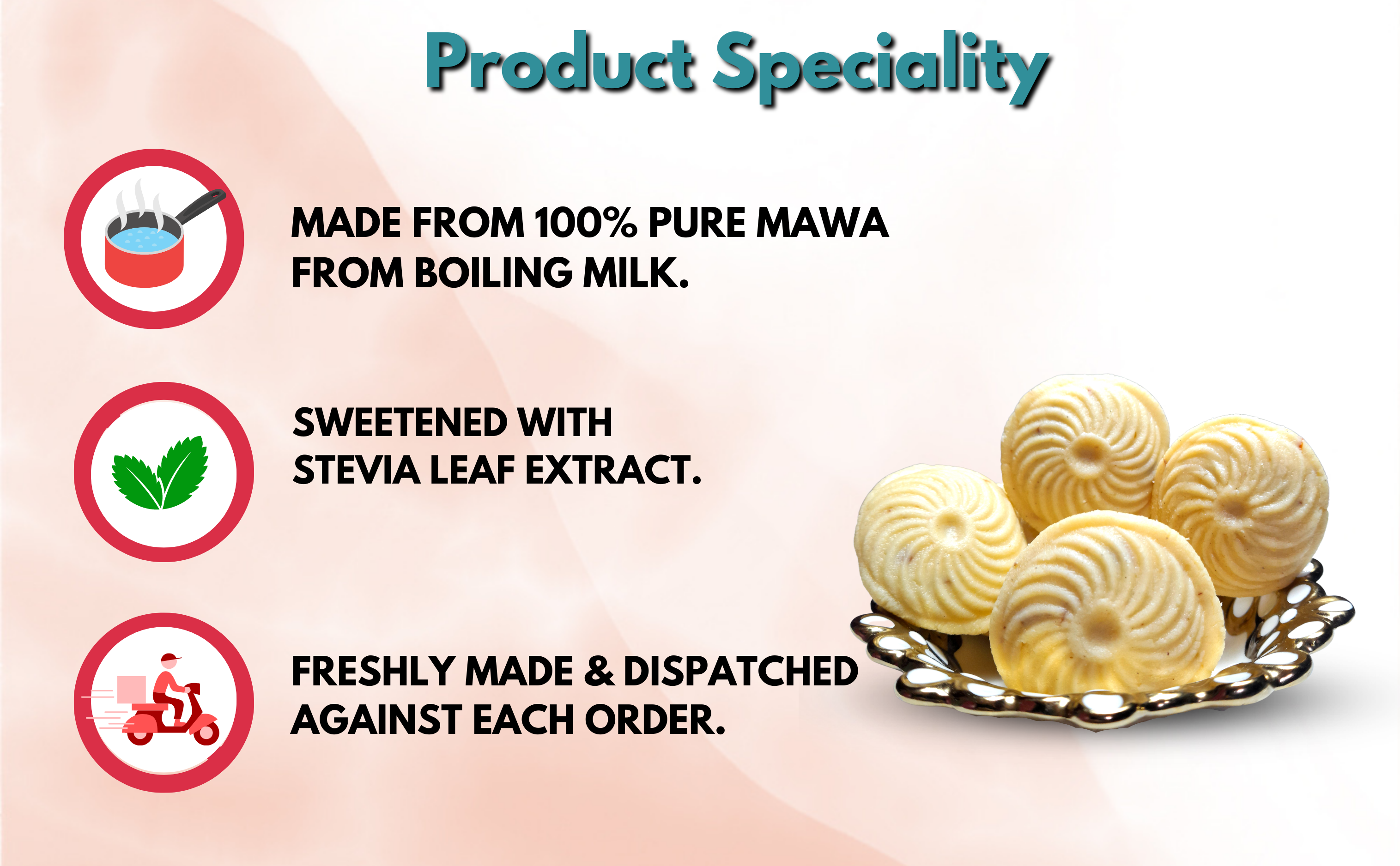Sugar-Free Stevia based Badam Malai Peda 500g + 50g Mouth-Freshener FREE - Misstevia