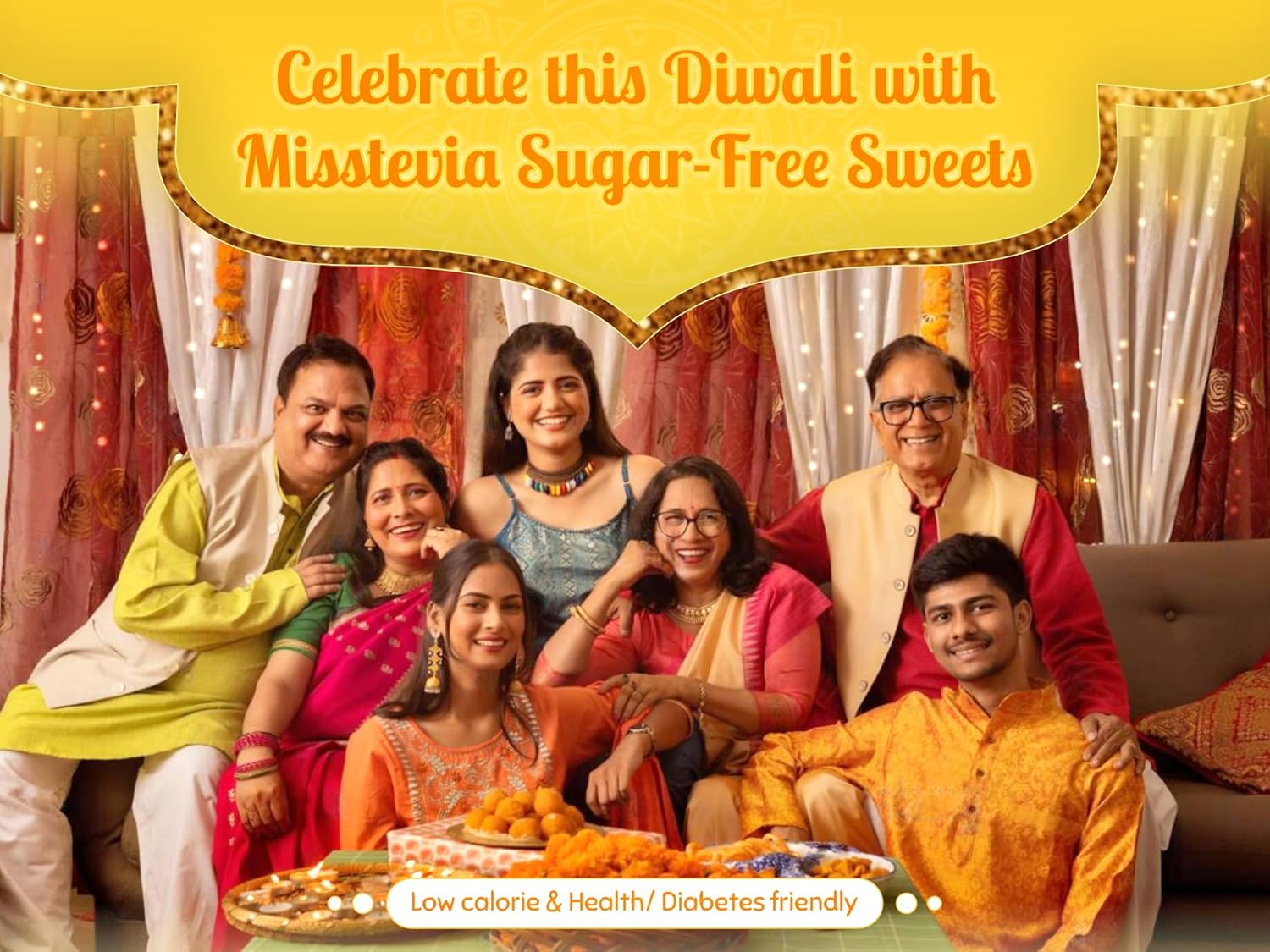 Sugar free Sweets Diwali Gift Box 125g | Cashew Almond Dry Fruit Laddu |Tealight candle &Holder| Healthy Gift Hamper |Perfect Festival Gift Kaju Mithai| Kids & Diabetic Friendly