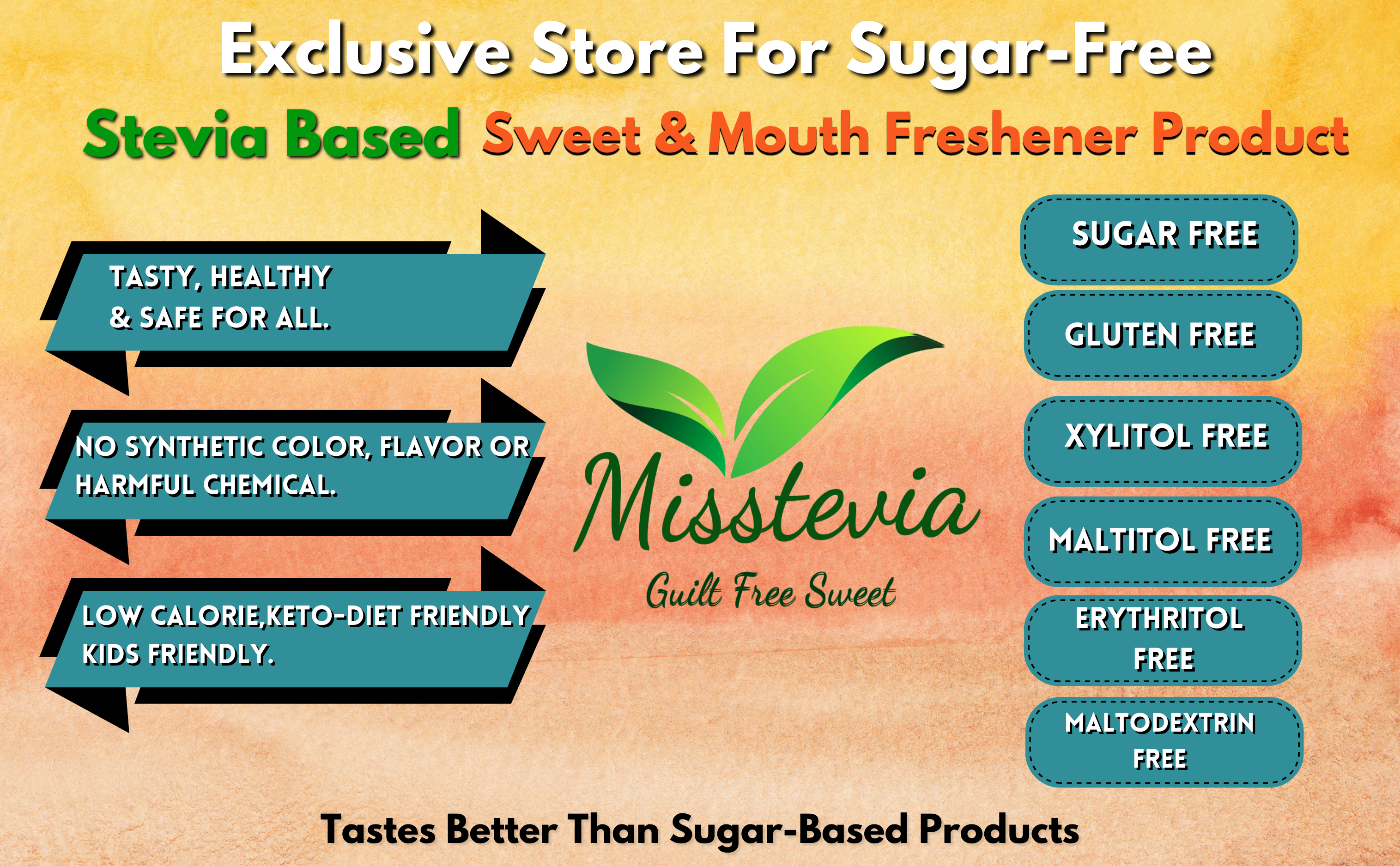 Sugar-Free Stevia based Dryfruit Coconut Laddu 500g + 50g Mouth-Freshener FREE - Misstevia