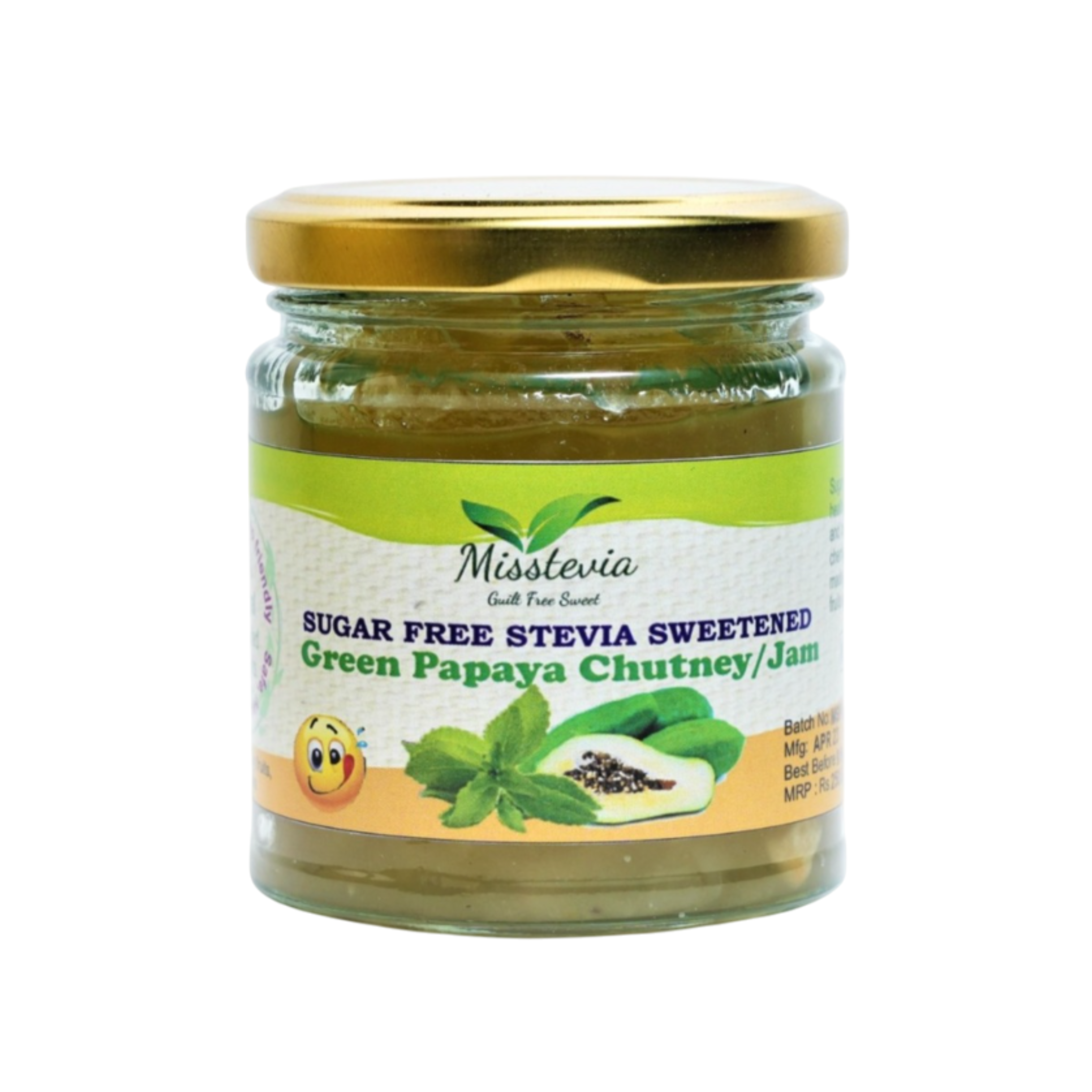Sugar-Free Green Papaya Jam/Chutney (200g) Stevia Sweetened I with added Dryfruits - Misstevia