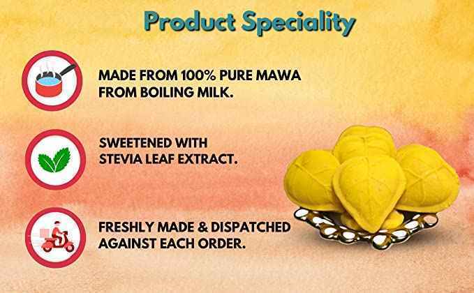 Sugar-Free Stevia based Kesar Malai Peda 500g + 50g Mouth-Freshener FREE - Misstevia