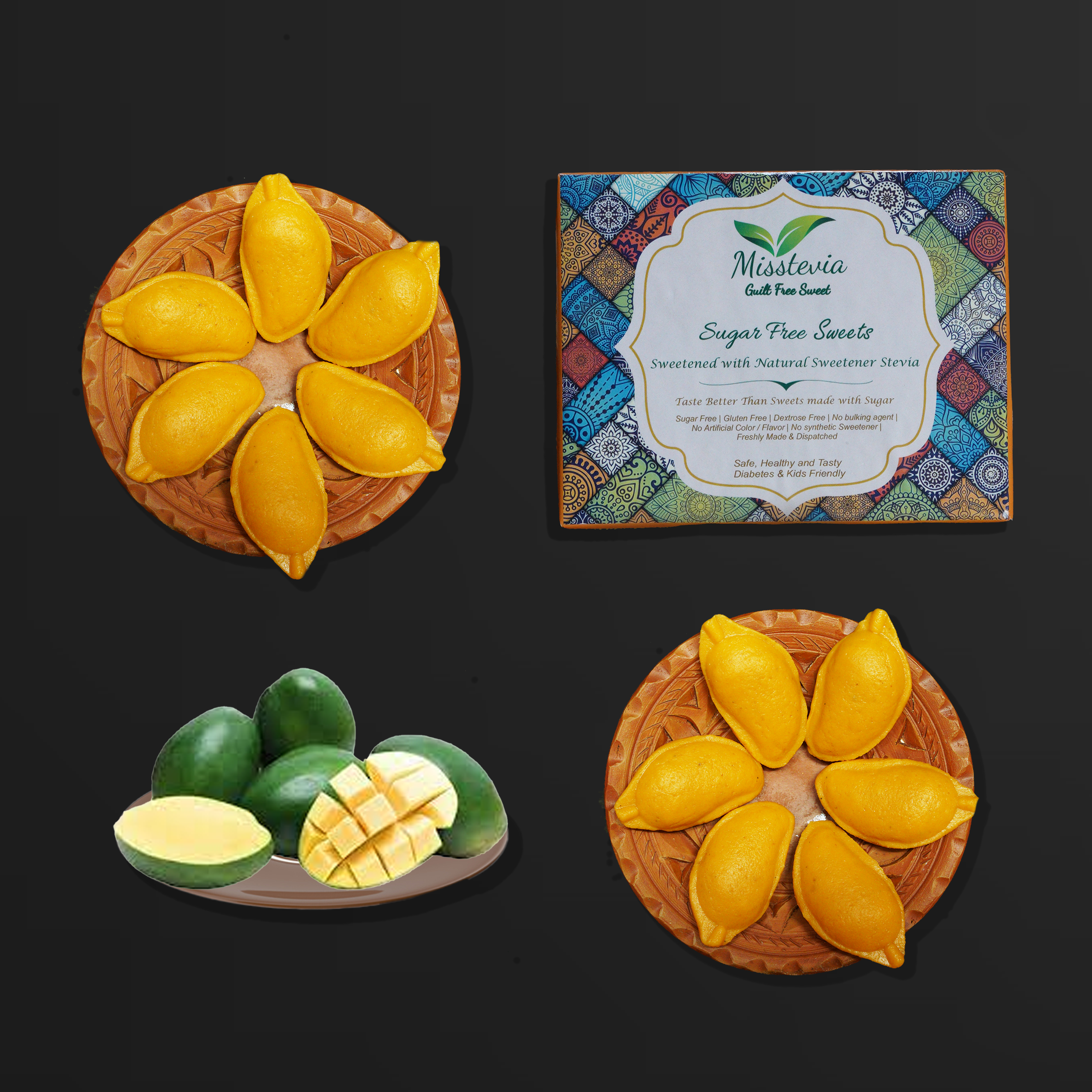 Sugar-Free Stevia Sweetened Mango Malai Sandesh 250g - Misstevia