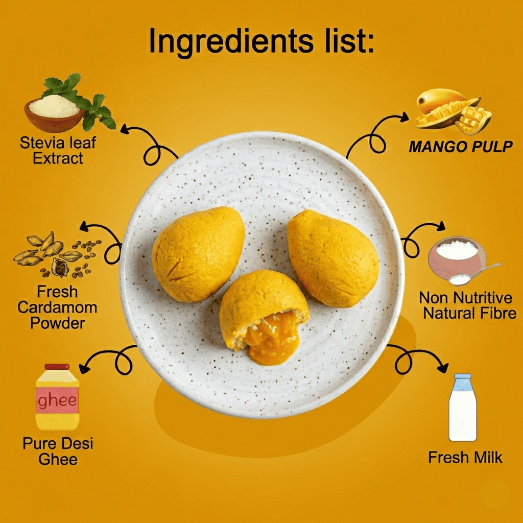 Misstevia Sugar Free Aamratna Sandesh | Filled with Mango Rasha | Stevia Sweetened | 250g