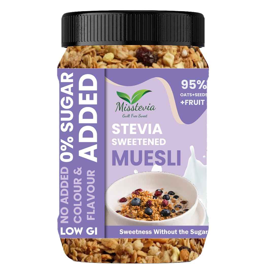 Sugar Free Muesli 500g | Stevia Sweetened | Low Calorie| Kids & Diabetic Friendly - Misstevia